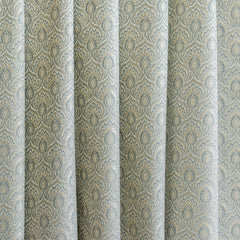 Floral Teal Peacock Jacquard Weave Curtain Panels