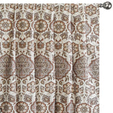 Mandala Brown, Beige Printed Velvet Geometric Curtain Panels