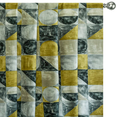 Chartreuse Shapes Grey Printed Cotton Curtain Panels