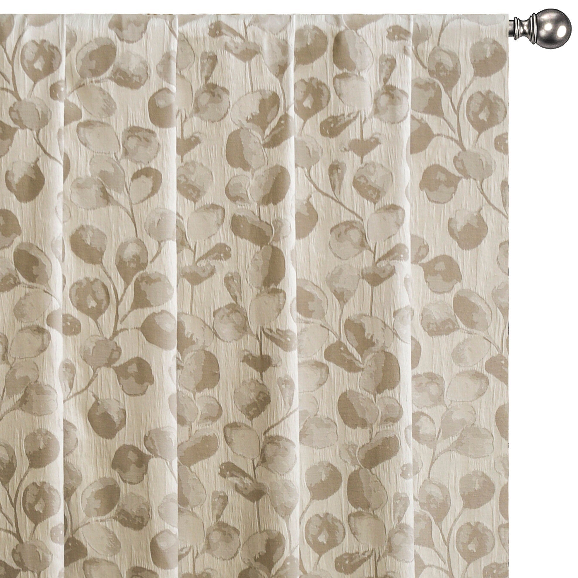 Beige Petals Jacquard Weave Curtain Panels