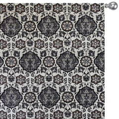 Gray Mandala Printed Velvet Arabic Geometric Curtain Panels