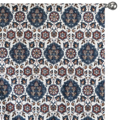 Blue Mandala Printed Velvet Arabic Geometric Curtain Panels