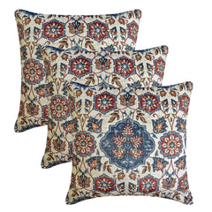 Zahara - Blue & Rust Velvet Throw Pillow Cover