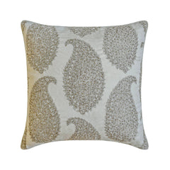 Paisley Silver Queen - Silver Jacquard Throw Pillow Cover