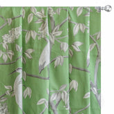 Green, White Heron N Daffodil Printed Cotton Curtain Panels
