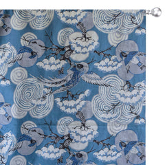 Birds In Blue Sky Printed Cotton Curtain Panels