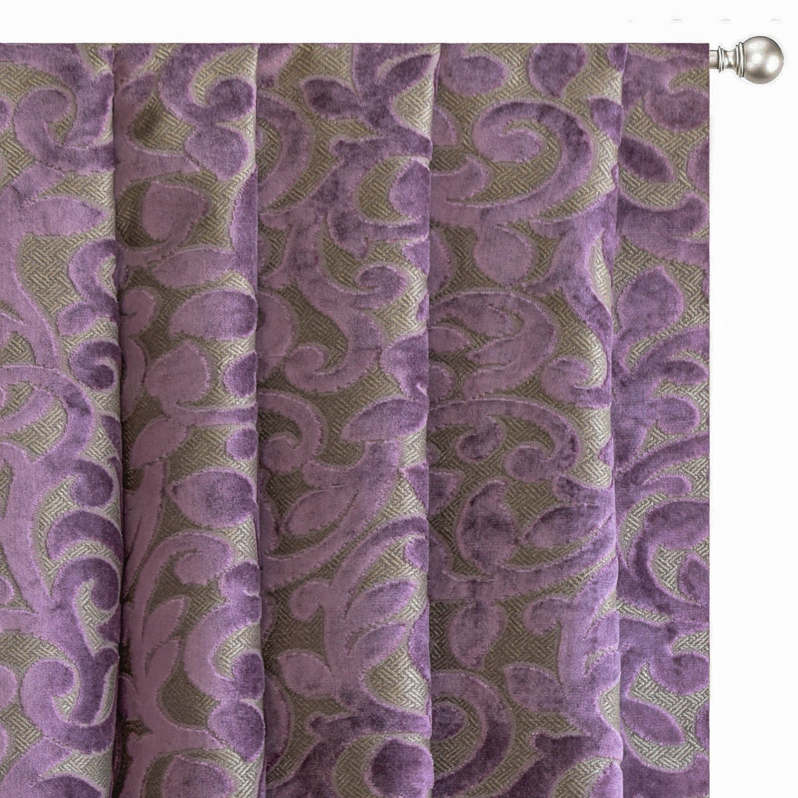 Purple Floral Jacquard Velvet Curtain Panels