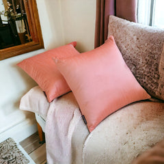 Peach Coral Luxury - Peach & Coral Art Silk Throw Pillow Cover Pack of 2