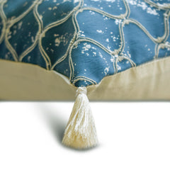 Trellis Shimmer - Blue Jacquard Throw Pillow Cover