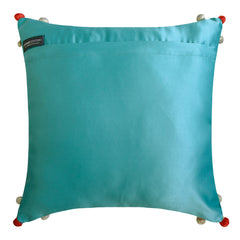 Maurya Elegance - Turquoise Blue Cotton Throw Pillow Cover