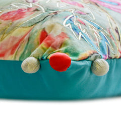 Maurya Elegance - Turquoise Blue Cotton Throw Pillow Cover