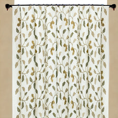 Floral Nursery Ivory Cotton Embroidery Curtain Panels