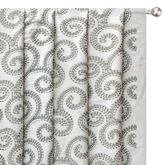 Spirals N Scrolls Ivory Cotton Embroidery Curtain Panels