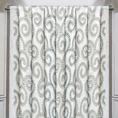 Spirals N Scrolls Ivory Cotton Embroidery Curtain Panels