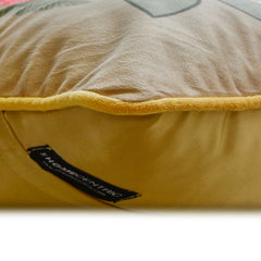 Sunburst Blooms - Beige Velvet Throw Pillow Cover