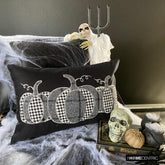 Black Linen Decorative Lumbar Pillow Cover - Vintage Pumpkins
