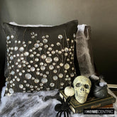 Black Crystal Garden - Black Art Silk Decorative Throw Pillow Cover