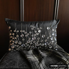 Kristy - Black Silk Decorative Lumbar Pillow Cover