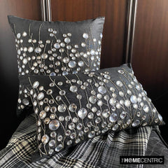 Kristy - Black Silk Decorative Lumbar Pillow Cover