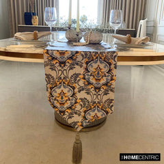 Yellow Satin Decorative Table Runner - Flaring Damask