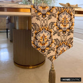 Yellow Satin Decorative Table Runner - Flaring Damask