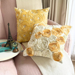 Gold Garden - Gold Art Silk Throw Pillow Cover