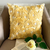 Gold Garden - Gold Art Silk Throw Pillow Cover