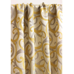 Yellow N Gray Scrolls Jacquard Weave Curtain Panels