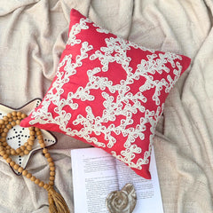 Coral Pink Cotton Linen Throw Pillow Cover - Coral Of The Beach