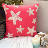 Corallian Star Spirit - Coral Pink Cotton Linen Throw Pillow Cover