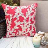 Coral Of The Beach - Coral Pink Cotton Linen Throw Pillow Cover