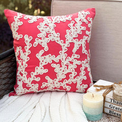 Coral Pink Cotton Linen Throw Pillow Cover - Coral Of The Beach