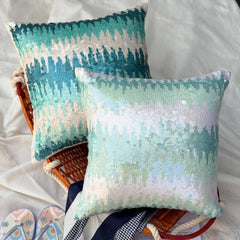 Aqua Blue Art Silk Throw Pillow Cover - Frozen