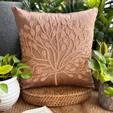 My Wish Tree - Dark Peach Art Silk Throw Pillow Cover