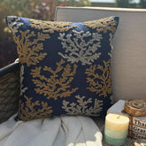 Sea Weeds Swim - Navy Blue Cotton Linen Throw Pillow Cover