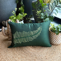 Green Tea - Art Silk Dull Green Decorative Lumbar Pillow Cover