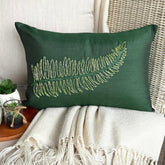 Green Tea - Art Silk Dull Green Decorative Lumbar Pillow Cover