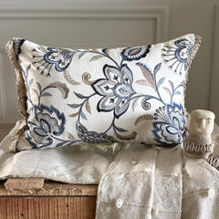 Atasi - Blue Linen Lumbar Pillow Cover