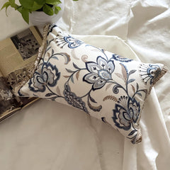 Atasi - Blue Linen Lumbar Pillow Cover