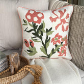 Peachy Petals - Peach Cotton Throw Pillow Cover