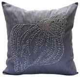 Night Sea Shell Sequins Throw Pillow Cover