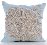 Swirl Twirl - Light Blue Cotton Linen Decorative Euro Sham