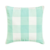 Aqua Plaid - Aqua Blue Buffalo Checks Throw Pillow Cover