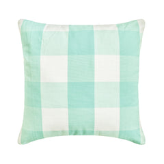 Aqua Plaid - Aqua Blue Buffalo Checks Throw Pillow Cover