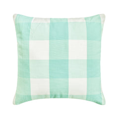 Aqua Plaid - Aqua Blue Buffalo Checks Decorative Euro Sham