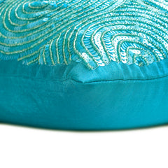Aqua Touch - Aqua Blue Art Silk Throw Pillow Cover