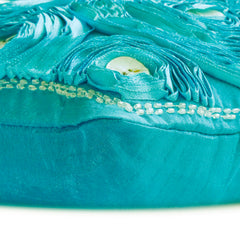 Aquamarine Roses - Art Silk Turquoise Decorative Lumbar Pillow Cover