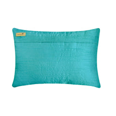 Aquamarine Roses - Art Silk Turquoise Decorative Lumbar Pillow Cover