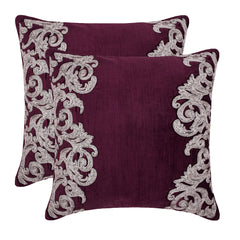 Art Nouveau - Tyrian Purple Velvet Decorative Euro Sham