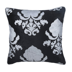Behind The Damask - Black Velvet Throw Pillow Cover